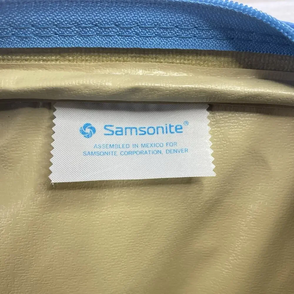 RETRO Vtg Samsonite Silhouette Weekender Bag Luggage Blue/Tan Shoulder Tote NOS